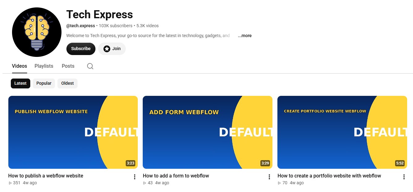 Tech Express YouTube channel screenshot
